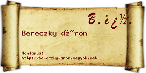 Bereczky Áron névjegykártya